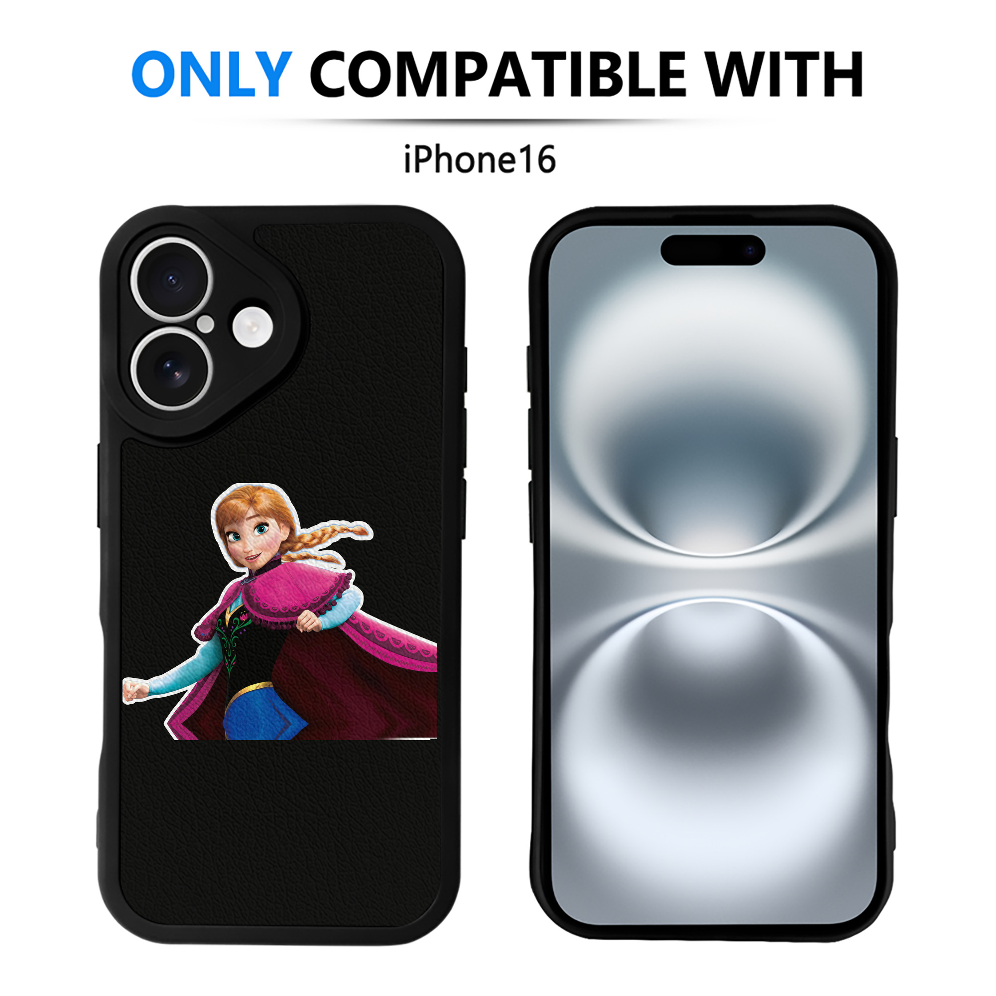 （画像用） アナと雪の女王 アンナ エルサ Frozen Anna Elsa 【iPhone 16シリーズ対応】シリコンスマホケース（レザー調） 材質：シリコン